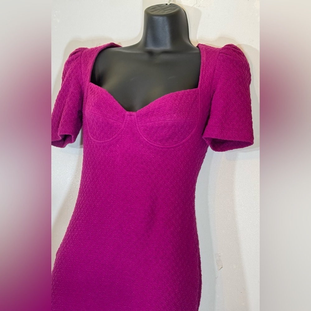Betsey Johnson Pinup Sweetheart Neck Bodycon Mini Dress - Magenta | S - Picture 4 of 13